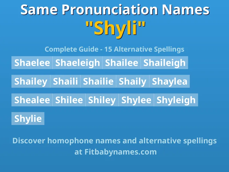 Infographic: Shyli same pronunciation names, similar names, and homophone names