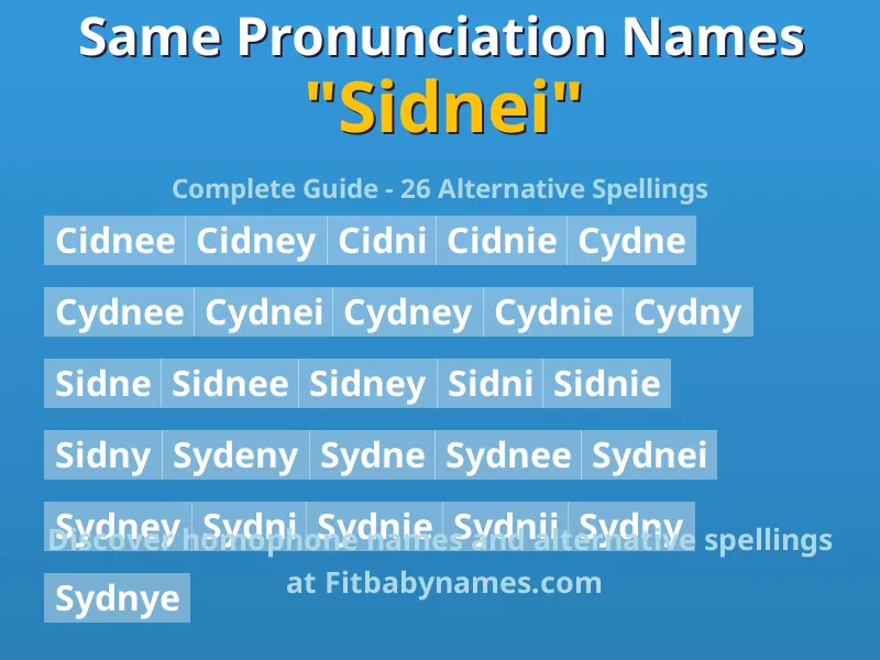 Infographic: Sidnei same pronunciation names, similar names, and homophone names