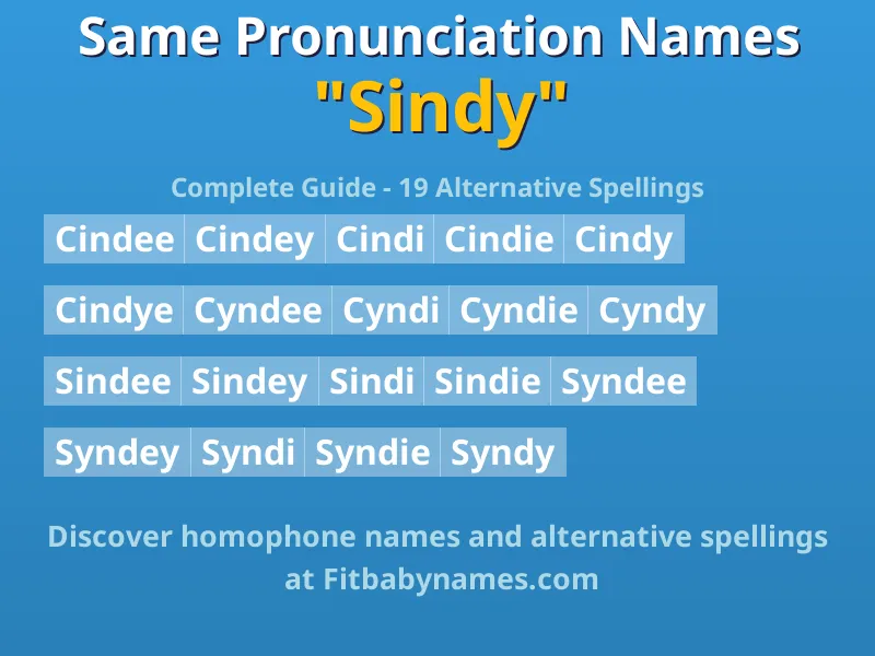 Infographic: Sindy same pronunciation names, similar names, and homophone names