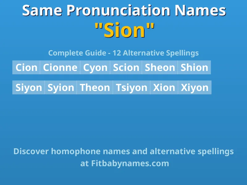 Infographic: Sion same pronunciation names, similar names, and homophone names