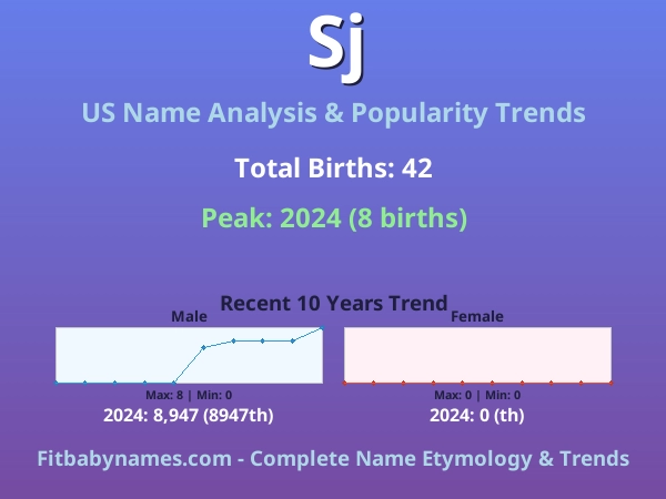 Infographic: Sj name meaning, origin, and popularity trends in the United States (US baby name analysis chart)