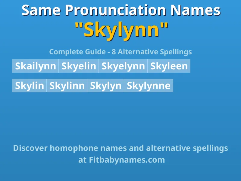 Infographic: Skylynn same pronunciation names, similar names, and homophone names