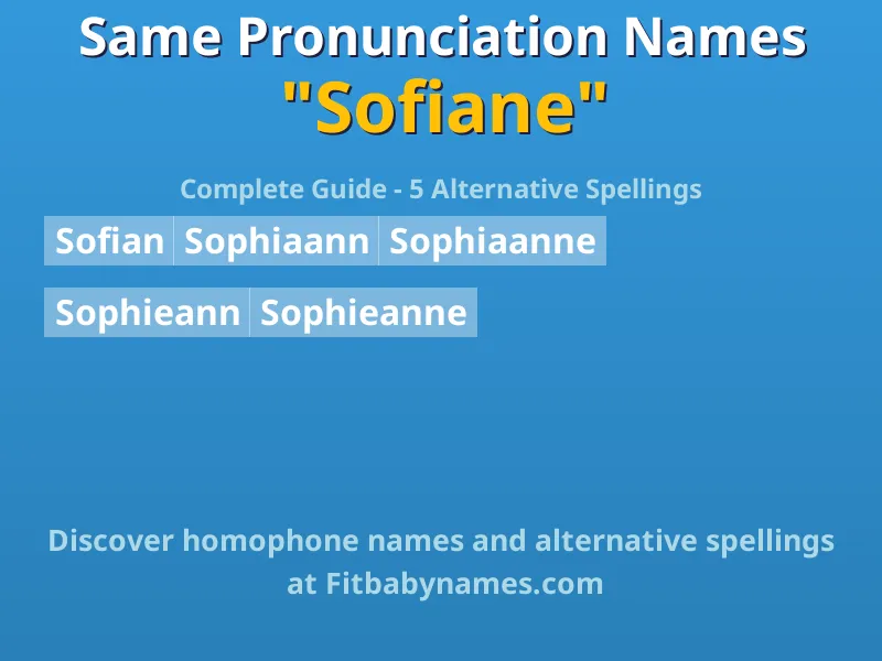 Infographic: Sofiane same pronunciation names, similar names, and homophone names