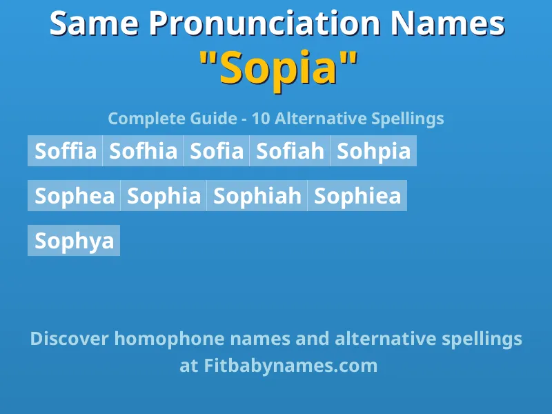 Infographic: Sopia same pronunciation names, similar names, and homophone names