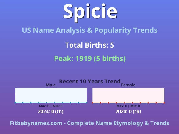 Infographic: Spicie name meaning, origin, and popularity trends in the United States (US baby name analysis chart)