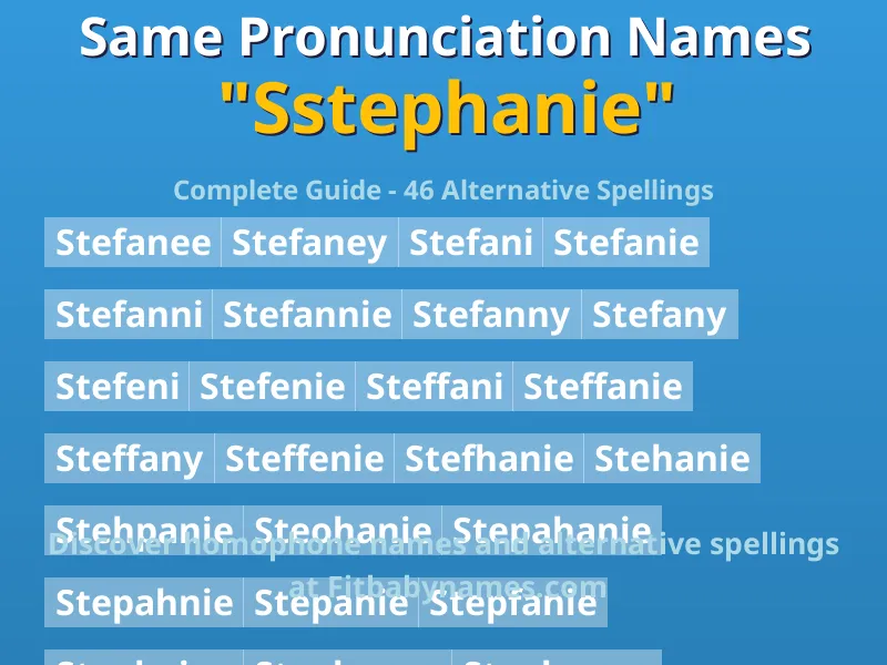 Infographic: Sstephanie same pronunciation names, similar names, and homophone names