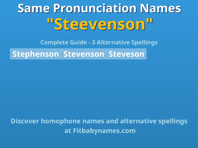 Infographic: Steevenson same pronunciation names, similar names, and homophone names