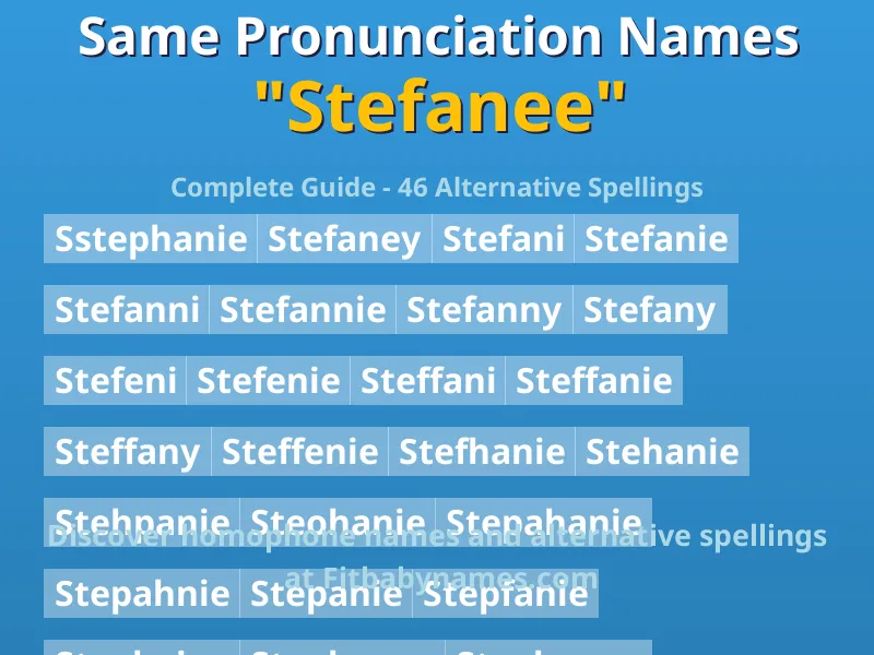 Infographic: Stefanee same pronunciation names, similar names, and homophone names
