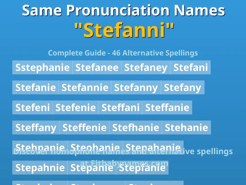 Infographic: Stefanni same pronunciation names, similar names, and homophone names