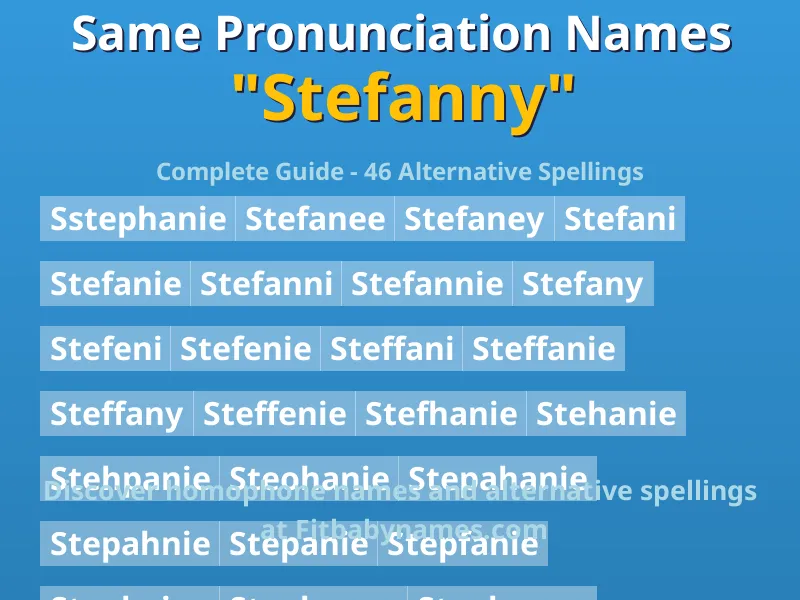 Infographic: Stefanny same pronunciation names, similar names, and homophone names