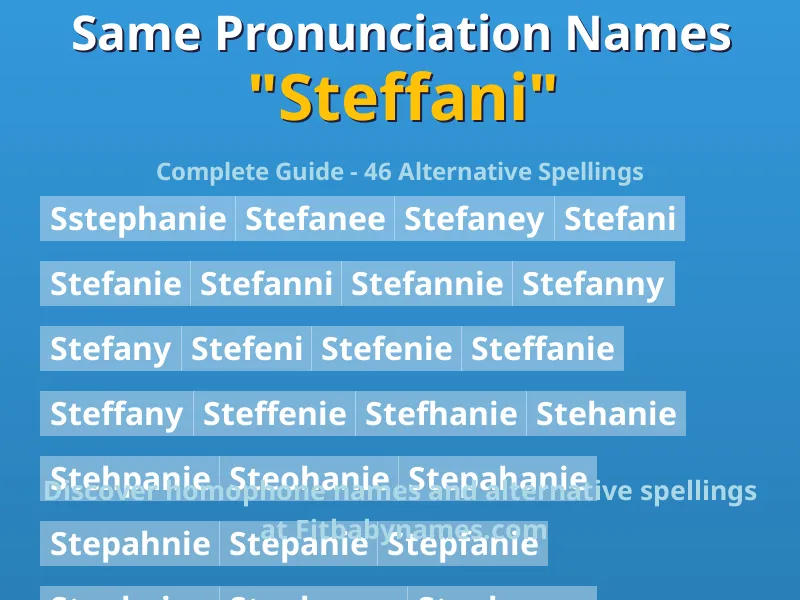 Infographic: Steffani same pronunciation names, similar names, and homophone names