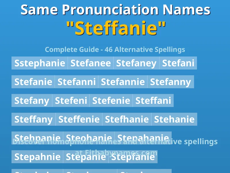 Infographic: Steffanie same pronunciation names, similar names, and homophone names