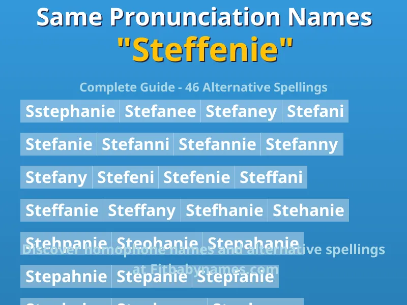 Infographic: Steffenie same pronunciation names, similar names, and homophone names