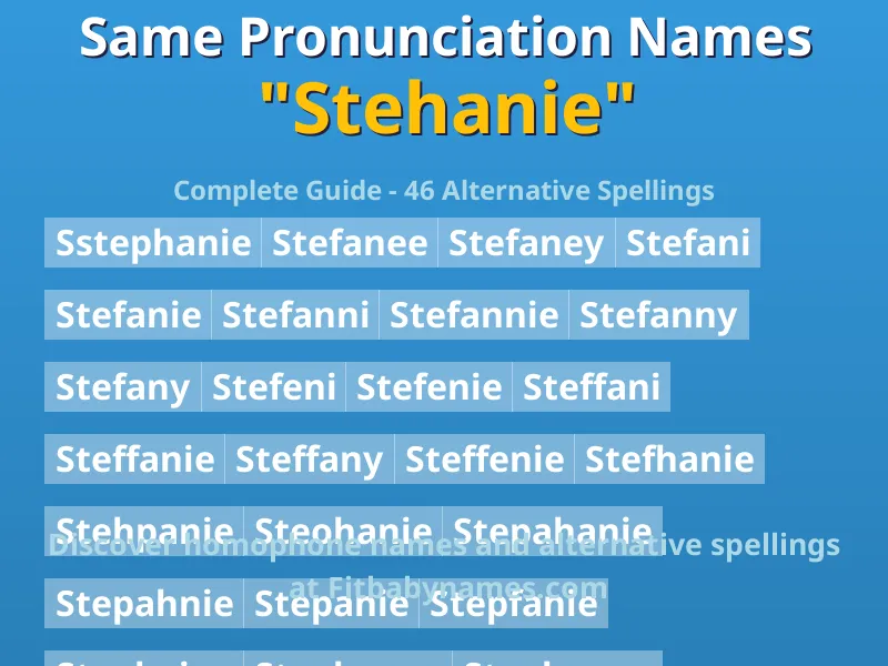 Infographic: Stehanie same pronunciation names, similar names, and homophone names