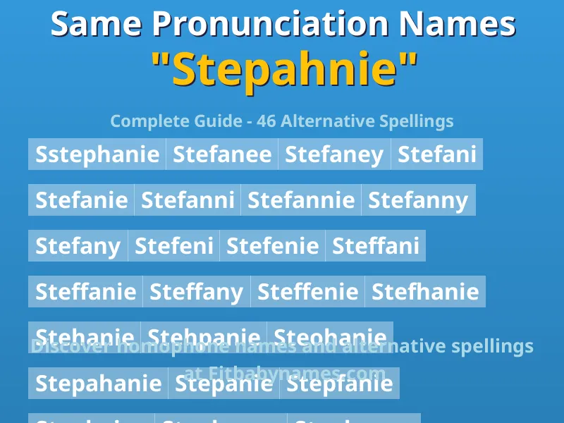 Infographic: Stepahnie same pronunciation names, similar names, and homophone names