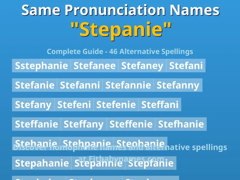 Infographic: Stepanie same pronunciation names, similar names, and homophone names