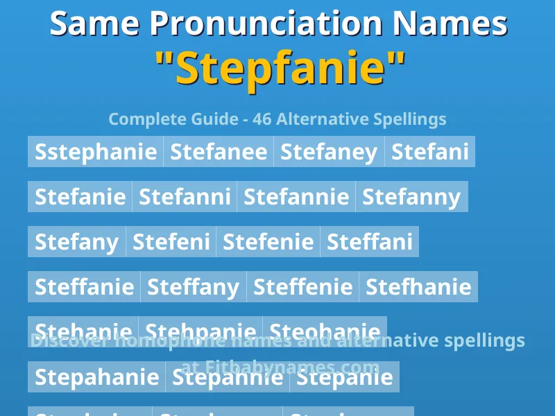 Infographic: Stepfanie same pronunciation names, similar names, and homophone names