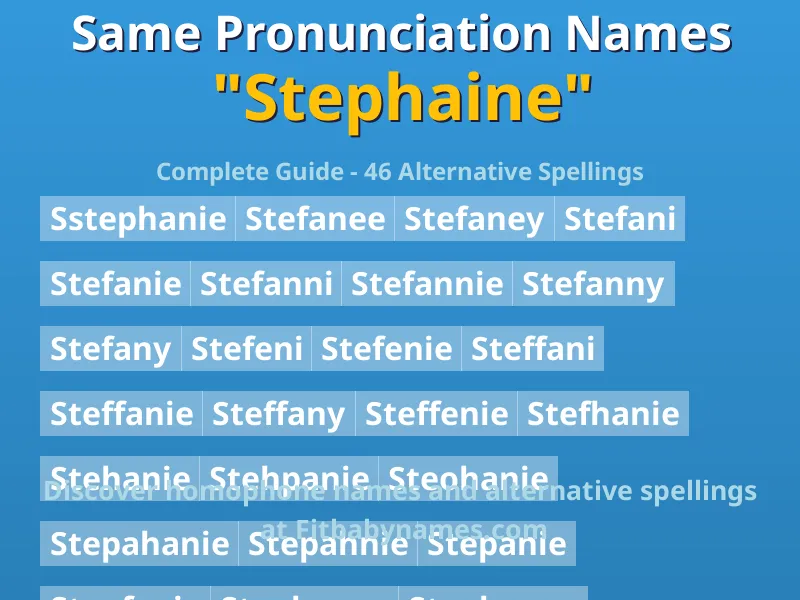 Infographic: Stephaine same pronunciation names, similar names, and homophone names