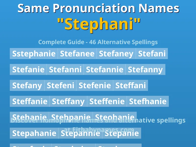 Infographic: Stephani same pronunciation names, similar names, and homophone names