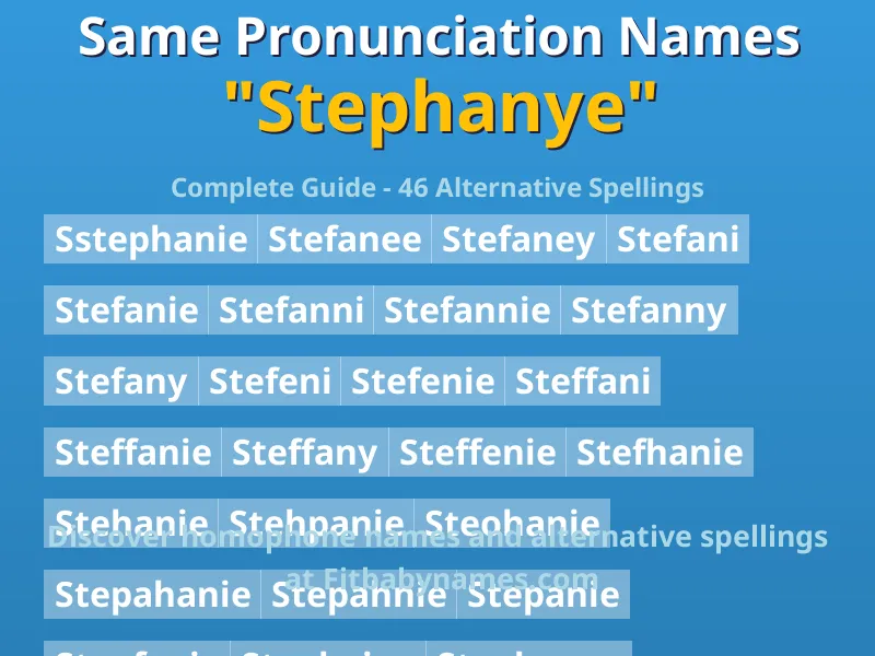 Infographic: Stephanye same pronunciation names, similar names, and homophone names