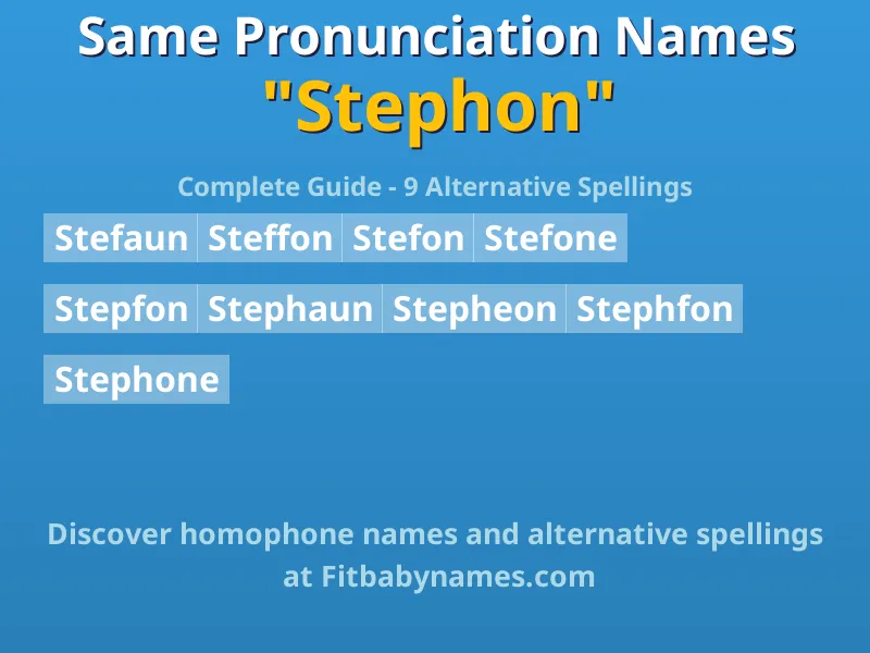 Infographic: Stephon same pronunciation names, similar names, and homophone names