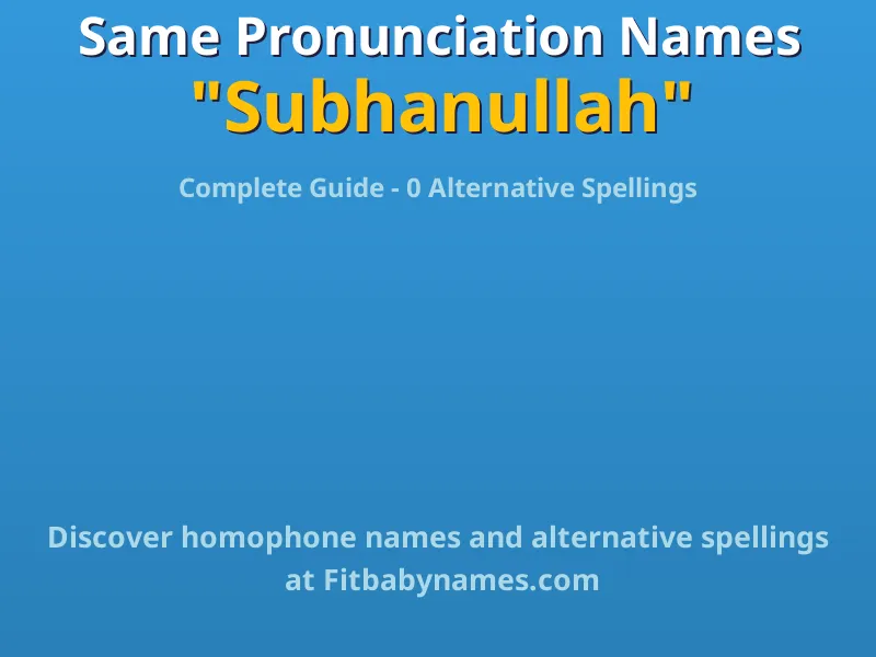 Infographic: Subhanullah same pronunciation names, similar names, and homophone names