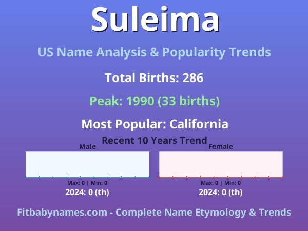 Infographic: Suleima name meaning, origin, and popularity trends in the United States (US baby name analysis chart)