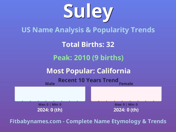Infographic: Suley name meaning, origin, and popularity trends in the United States (US baby name analysis chart)