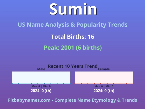 Infographic: Sumin name meaning, origin, and popularity trends in the United States (US baby name analysis chart)