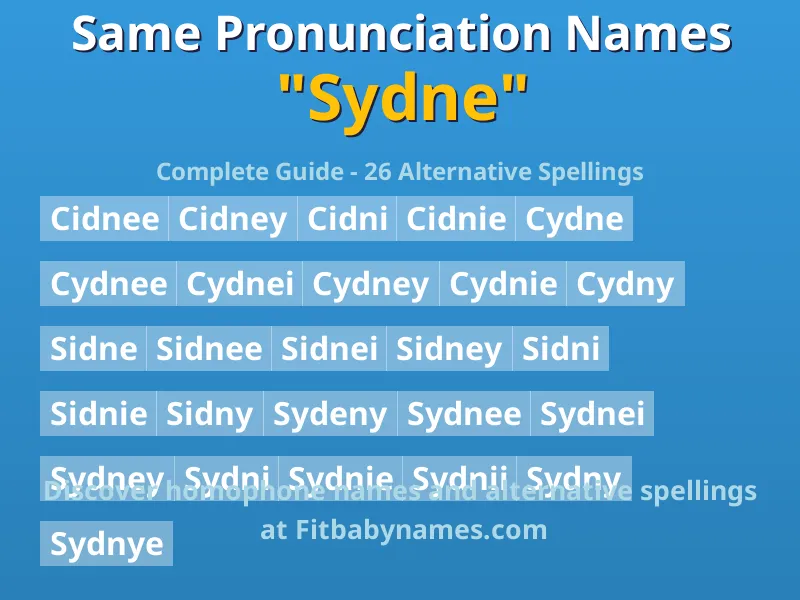 Infographic: Sydne same pronunciation names, similar names, and homophone names
