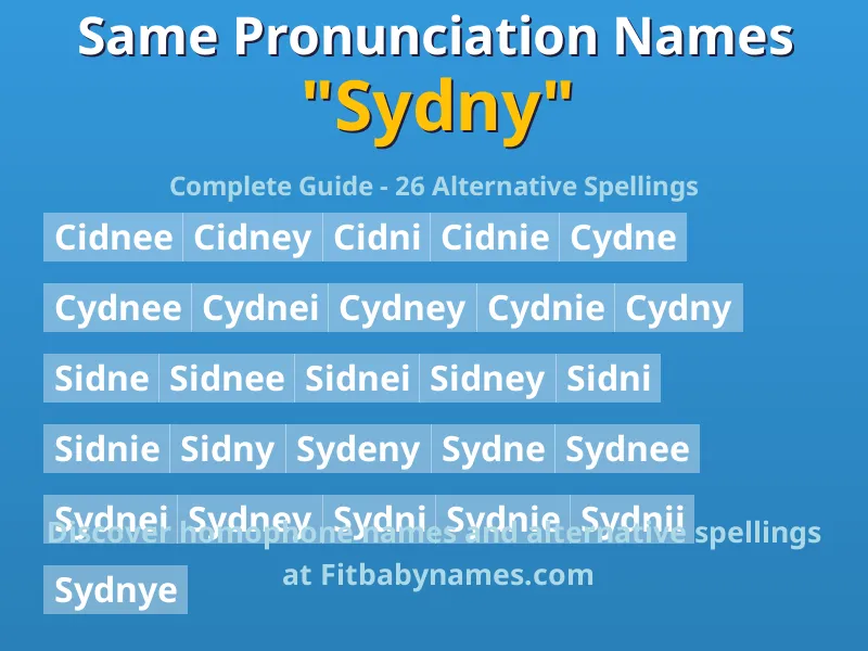 Infographic: Sydny same pronunciation names, similar names, and homophone names
