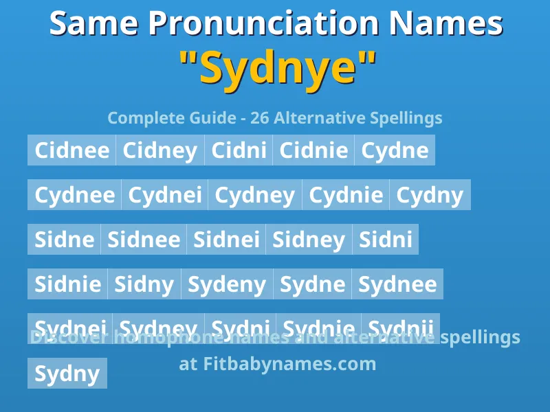 Infographic: Sydnye same pronunciation names, similar names, and homophone names