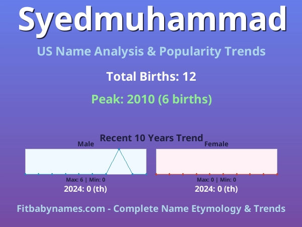 Infographic: Syedmuhammad name meaning, origin, and popularity trends in the United States (US baby name analysis chart)