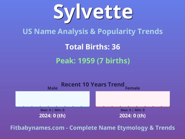 Infographic: Sylvette name meaning, origin, and popularity trends in the United States (US baby name analysis chart)