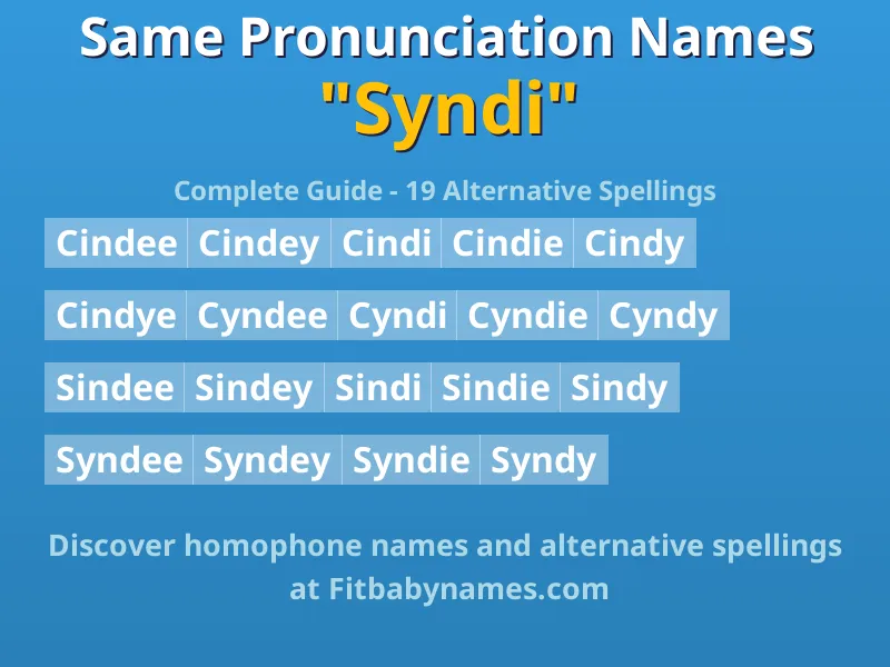 Infographic: Syndi same pronunciation names, similar names, and homophone names