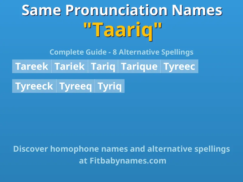 Infographic: Taariq same pronunciation names, similar names, and homophone names