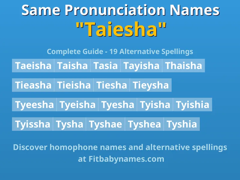 Infographic: Taiesha same pronunciation names, similar names, and homophone names