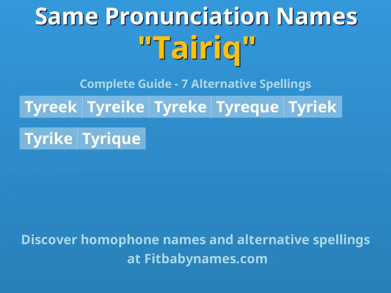Infographic: Tairiq same pronunciation names, similar names, and homophone names