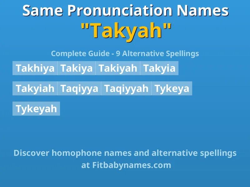 Infographic: Takyah same pronunciation names, similar names, and homophone names