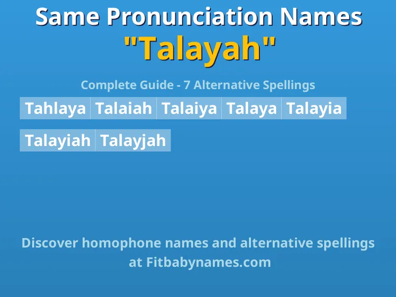 Infographic: Talayah same pronunciation names, similar names, and homophone names