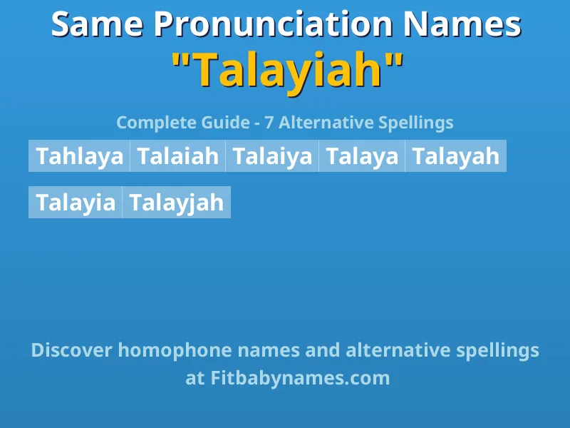 Infographic: Talayiah same pronunciation names, similar names, and homophone names