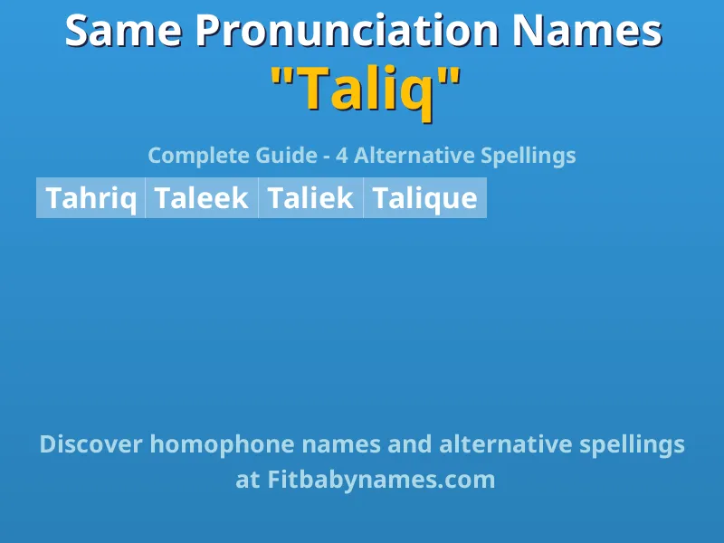 Infographic: Taliq same pronunciation names, similar names, and homophone names