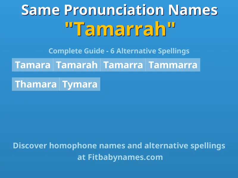 Infographic: Tamarrah same pronunciation names, similar names, and homophone names