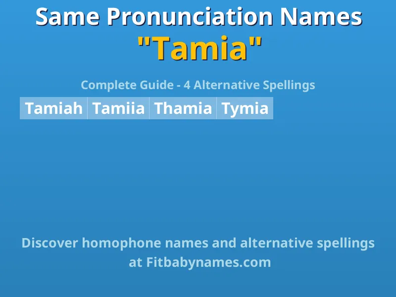 Infographic: Tamia same pronunciation names, similar names, and homophone names