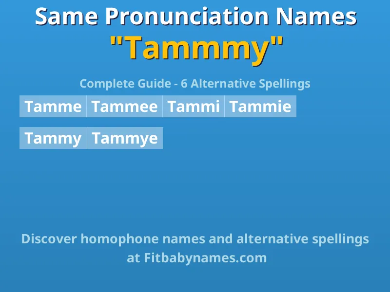 Infographic: Tammmy same pronunciation names, similar names, and homophone names