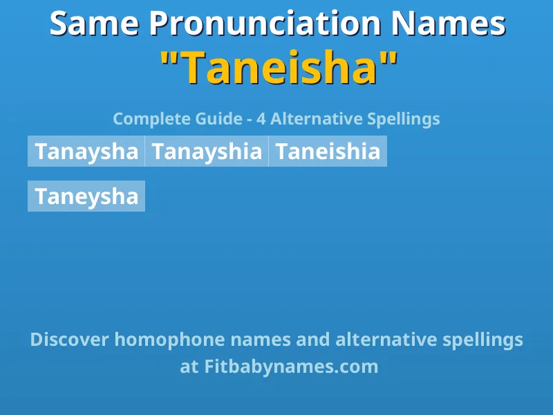 Infographic: Taneisha same pronunciation names, similar names, and homophone names