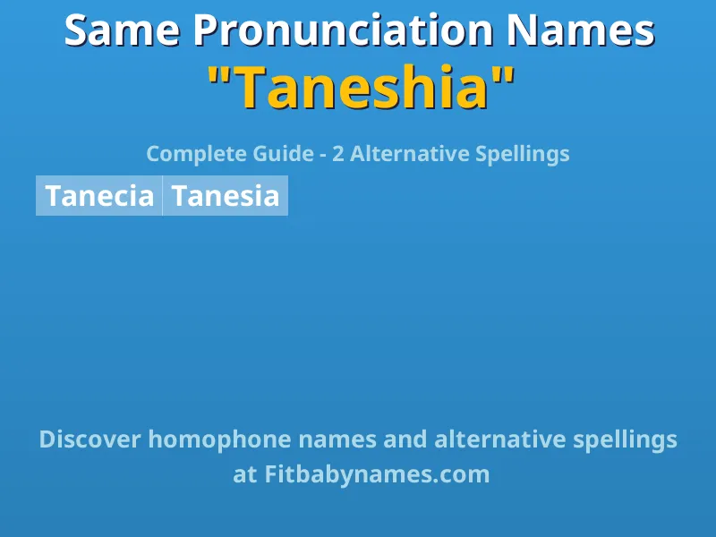 Infographic: Taneshia same pronunciation names, similar names, and homophone names