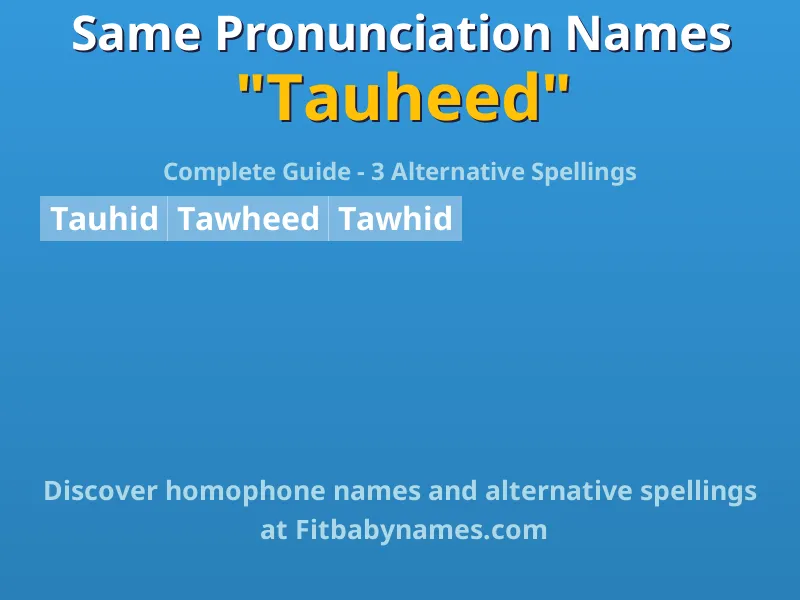 Infographic: Tauheed same pronunciation names, similar names, and homophone names
