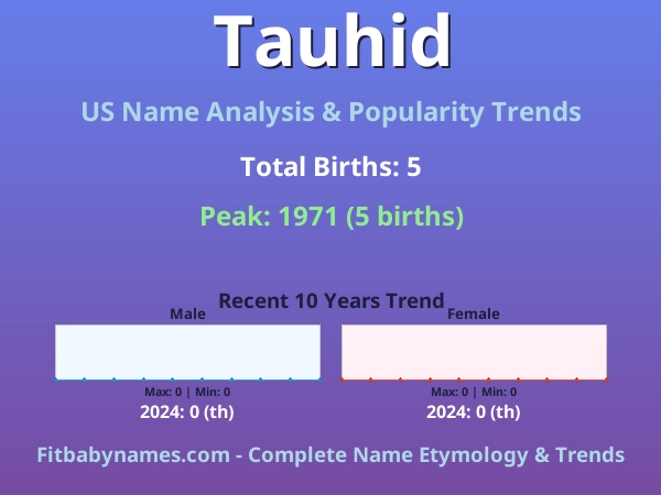 Infographic: Tauhid name meaning, origin, and popularity trends in the United States (US baby name analysis chart)