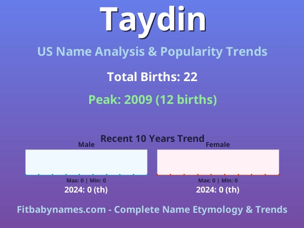 Infographic: Taydin name meaning, origin, and popularity trends in the United States (US baby name analysis chart)